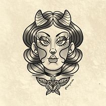 Demon girl. Digital Illustration, Drawing, Tattoo Design, and Traditional illustration project by Daniela Sire - 04.27.2026
