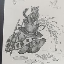 Cat in a teacup . Ilustrasi tradisional, Gambar Pensil, Menggambar, Gambar Realistis, Menggambar Artistik & Ilustrasi Tinta proyek oleh Bianka - 05.04.2026