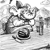 Elephant with Watermelon. Drawing, Pencil Drawing, Design, and Traditional illustration project by Alexander Geifman - 05.06.2026