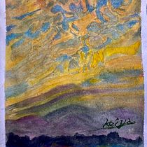 The Sunset 🌅 sky for the watercolor atmosphere drawing 🎨. Fine Arts, Painting, Sketchbook, and Watercolor Painting project by Ms. Yoko Wakabayashi - 05.13.2026