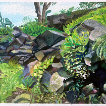 Whimsical Cave (Landscape painting). Gouache Painting, Painting, Fine Arts, and Naturalistic Illustration project by marianagarciatinoco - 05.17.2026