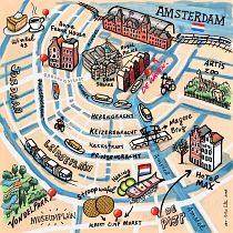 Mapa Ilustrado de Amsterdam. Drawing, Traditional illustration, Digital Illustration, Infographics, and Digital Painting project by Filipi Lilla - 05.20.2026