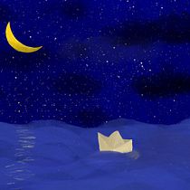 Sea and moon. Ilustração infantil, Ilustração digital, e Pintura digital projeto de hqabila - 21.05.2026