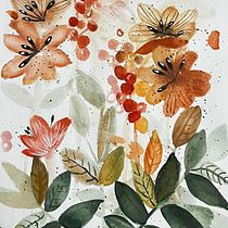 Çiçekler   Yaprakların Dansı . Botanical Illustration, Traditional illustration, Painting, and Watercolor Painting project by aysenurakdemir - 05.21.2026