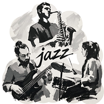 Sombras de jazz. Fine Arts, Art Direction, Information Design, Editorial Design, Graphic Design, and Editorial Illustration project by ANDREA JILES P - 05.25.2026