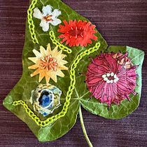 Raw Edge Fabric Embroidery on Ivy Leaf. Embroider project by jan_avent - 05.27.2026