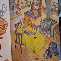 Memo m'attendait pour prendre notre petit-déjeuner ensemble.🐈⬛☕️🥐 . Sketching, Creativit, Drawing, Traditional illustration, Watercolor Painting, and Sketchbook project by rebeca_carias - 06.02.2026