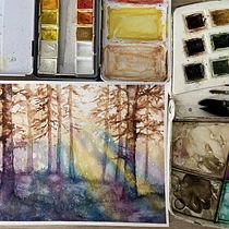 Dreamy watercolor landscape. Painting, and Watercolor Painting project by Ivonne González - 06.03.2026