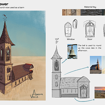 Cow Bell Tower. Concept Art, Digital Drawing, Digital Illustration, and Digital Painting project by Andrea Varela - 06.12.2026
