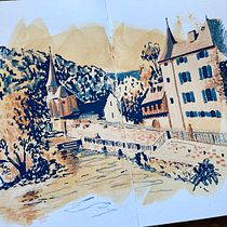 Urban sketch in mixed media Ein Projekt aus dem Bereich Traditionelle Illustration, Malerei, Skizzenentwurf, Zeichnung, Architektonische Illustration und Sketchbook von Cécilia - 13.06.2026