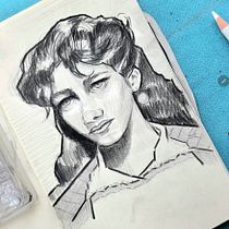 Rostro femenino. Artes plásticas, Esboçado, Desenho, Desenho de retrato, e Sketchbook projeto de Elías López - 13.06.2026