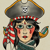 Pirate Lady. Digital Illustration, Drawing, and Tattoo Design project by m_gufler - 06.25.2026