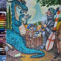 The reluctant dragon Ein Projekt aus dem Bereich Design von Figuren, Malerei, Malerei mit Acr und l von valentina_anzelmo - 07.07.2026