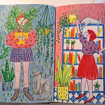 The Crazy Plant Lady & Her cat. Traditional illustration, Character Design, Drawing, and Sketchbook project by yenty - 07.21.2026