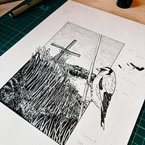 Putter bij de Bergse Plas . Membuat sketsa, Menggambar, Menggambar Artistik, Buku sketsa, Ilustrasi Tinta & Ilustrasi Naturalistik proyek oleh rubenbos - 07.22.2026