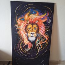 Leão cósmico . Fine Arts, Painting, and Oil Painting project by Bruno Lemos - 07.24.2026