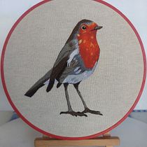 Mi petirrojo. Traditional illustration, Embroidery, and Textile Design project by darklove - 07.28.2026
