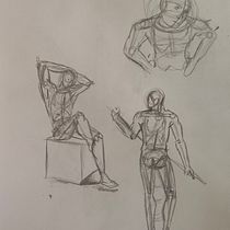 Prácticas de poses proyecto terminado. Fine Arts, Sketching, Pencil Drawing, Drawing, Realistic Drawing, and Figure Drawing project by Andrea De la Mora - 07.31.2026