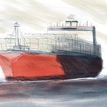 Watercolour of a cargo shit. Sketching, Drawing, Watercolor Painting, Architectural Illustration, Sketchbook & Ink Illustration project by dcorbeil_vdm - 08.03.2026