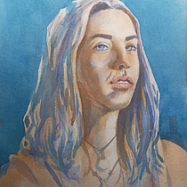 Retrato de acuarela - Mirada intensa. Fine Arts, Painting, Watercolor Painting, and Portrait Drawing project by Javier Yuri Morales Alcocer - 08.07.2026