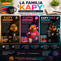 LA FAMILIA KAPY. 3 asistentes, 3 plataformas, 1 misión.. Inteligência Artificial, e Criação de Conteúdo com IA projeto de Johanna Dorta - 09.08.2026