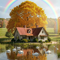 Hermosa casa de campo.. Traditional illustration, Digital Illustration, Concept Art, Artistic Drawing, Digital Painting, Artificial Intelligence, AI Design, AI Content Creation, Image Generation, Text, and Storytelling with AI project by Doralba Barrientos Mira - 08.17.2026