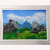 Gouache landscape. Fine Arts, Painting, Naturalistic Illustration, and Gouache Painting project by thieba_nono - 08.30.2026