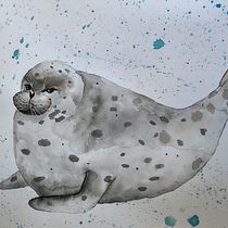 Playful seal Ein Projekt aus dem Bereich Traditionelle Illustration, Bildende Künste, Malerei und Aquarellmalerei von Petra Vaněčková - 01.09.2026