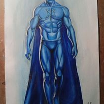 Versión del Doctor Manhattan . Un proyecto de Ilustración tradicional, Diseño de personajes, Pintura, Cómic y Pintura acrílica de Carlos Adrián De La Paz Almaraz - 07.09.2026