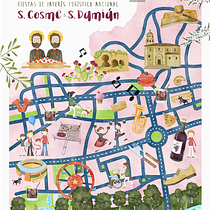 Mapa ilustrado de fiestas. Ilustração tradicional, Infografia, Desenho, Ilustração digital, e Pintura digital projeto de Sara Ruiz-Alejos Sáenz - 15.09.2026