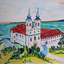 Tihany Abbey - gouache . Ilustrasi tradisional, Membuat sketsa, Menggambar, Ilustrasi Arsitektur, Buku sketsa, Dan Lukisan Guas proyek oleh szofisztik - 09.18.2026