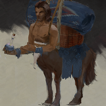 A wandering trader. Een project van Traditionele illustratie, Ontwerp van personages, Digitale illustratie, Concept art, Digitale tekening y Digitaal schilderij van animawv - 21.09.2026