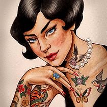 My Pin up. Un proyecto de Ilustración tradicional, Bellas Artes, Pintura, Dibujo a lápiz y Dibujo de chovanova_lucka - 26.09.2026