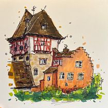 Final project: a building somewhere in Liechtenstein 🇱🇮 . Projekt z dziedziny Sketching,  Rysunek,  Rysunek architektoniczny, Sketchbook i  Rysunek atramentem użytkownika Helen Huber - 02.10.2026