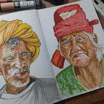 Retrato con marcadores . Een project van Traditionele illustratie y  Beeldende kunst van Carlos Adrián De La Paz Almaraz - 04.10.2026