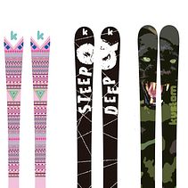 Kustom Skis. Design, Product Design, Graphic Design, and Traditional illustration project by Claudia Crespo - 02.10.2016