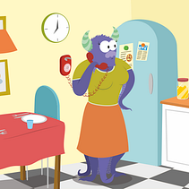 Monstruo en la cocina. Character Design, and Traditional illustration project by Mónica González - 11.18.2016