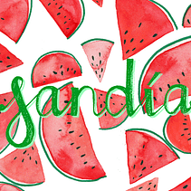 Sandía & Melón. Traditional illustration, and Lettering project by Isabel Emene - 07.10.2017