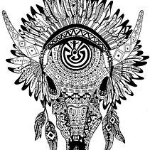 Ilustración de tótem de búfalo. Traditional illustration, and Graphic Design project by Aristeo Galán Costilla - 12.14.2017
