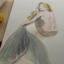 Sirena en acuarela para MerMay 2018. Een project van  Beeldende kunst,  Tekening, Tekening met potlood, Traditionele illustratie y Schilderij van Vianys Morales Gomez - 31.05.2018