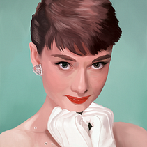 Audry Hepburn. Projekt z dziedziny Trad, c i jna ilustracja użytkownika Mónica Sánchez Gallego - 20.08.2018