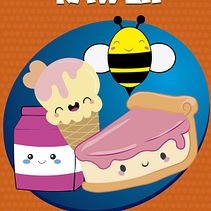 Projeto Final Kawaii - Refeição saborosa - Torta - Mel - Sorvete e Leite.. Un proyecto de Ilustración infantil de Wesley Nunes de Paiva - 24.10.2019