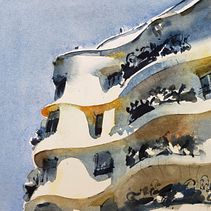 Urban landscape. Architecture, Architectural Illustration, Watercolor Painting, and ArchVIZ project by Gonzalo Ibáñez - 09.10.2020