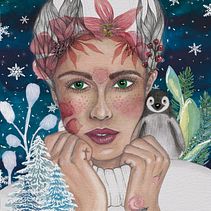 Mi Proyecto del curso: Retrato ilustrado en acuarela "Baby it´s cold outside". Projekt z dziedziny  Sztuki piękne,  R, sunek art, st, czn, Trad, c i jna ilustracja użytkownika Priss BlaFu - 10.01.2020
