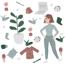 Mi Proyecto del curso: Ilustración aplicada a papelería. Traditional illustration, and Digital Illustration project by Fari Clatza - 03.02.2020