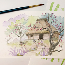 Meu projeto do curso: Ilustração em aquarela com influência japonesa. Un proyecto de Ilustración tradicional y Pintura a la acuarela de debofischer - 04.04.2020