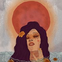 ''The Catharsis (Venus Rising)'' - My project in Illustration Techniques with Digital Watercolor course. Een project van  Acr, lschilderij, Digitale illustratie,  Tekening, Traditionele illustratie,  Portrettekening y Aquarelschilderen van Iris Scence - 09.04.2020