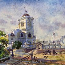 My Course Project: Architectural Drawing with Watercolor and Ink. Design, Traditional illustration, Architecture, Fine Arts, Sketching, Watercolor Painting, Instagram, and Architectural Illustration project by Gabriel Ramos - 04.14.2020