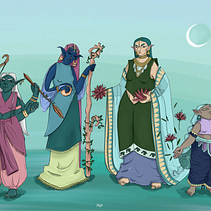 Elfas orientales, fábrica de personajes ilustrados . Design de caractere de maialenporroy - 05.07.2020