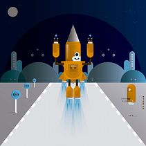 Mustardrocketbot . Ilustrație tradițională de Jorge Abdón - 06.19.2020